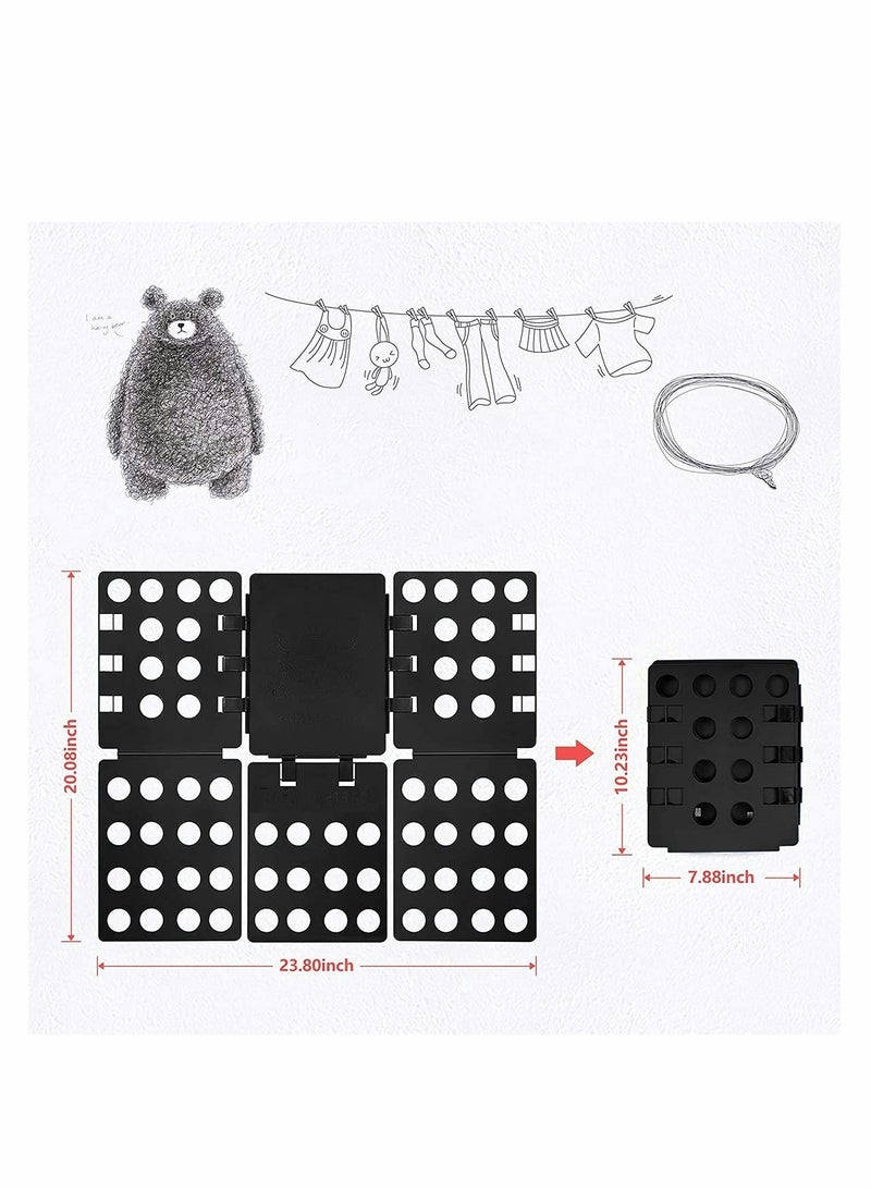 Adjustable T-Shirt Folding Board, Shirt Folding Board T Shirt Folder Durable Plastic Laundry Folders Folding Boards Durable Flipfold for Kid and Adult to Fold Clothes (Mini, Black) - Image 5