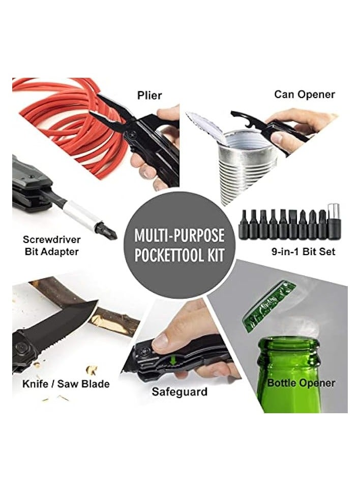 Green Tiger Men's & Women's Stainless Steel Pocket Knife with Pliers/Screwdrivers & Bottle Opener - Image 3