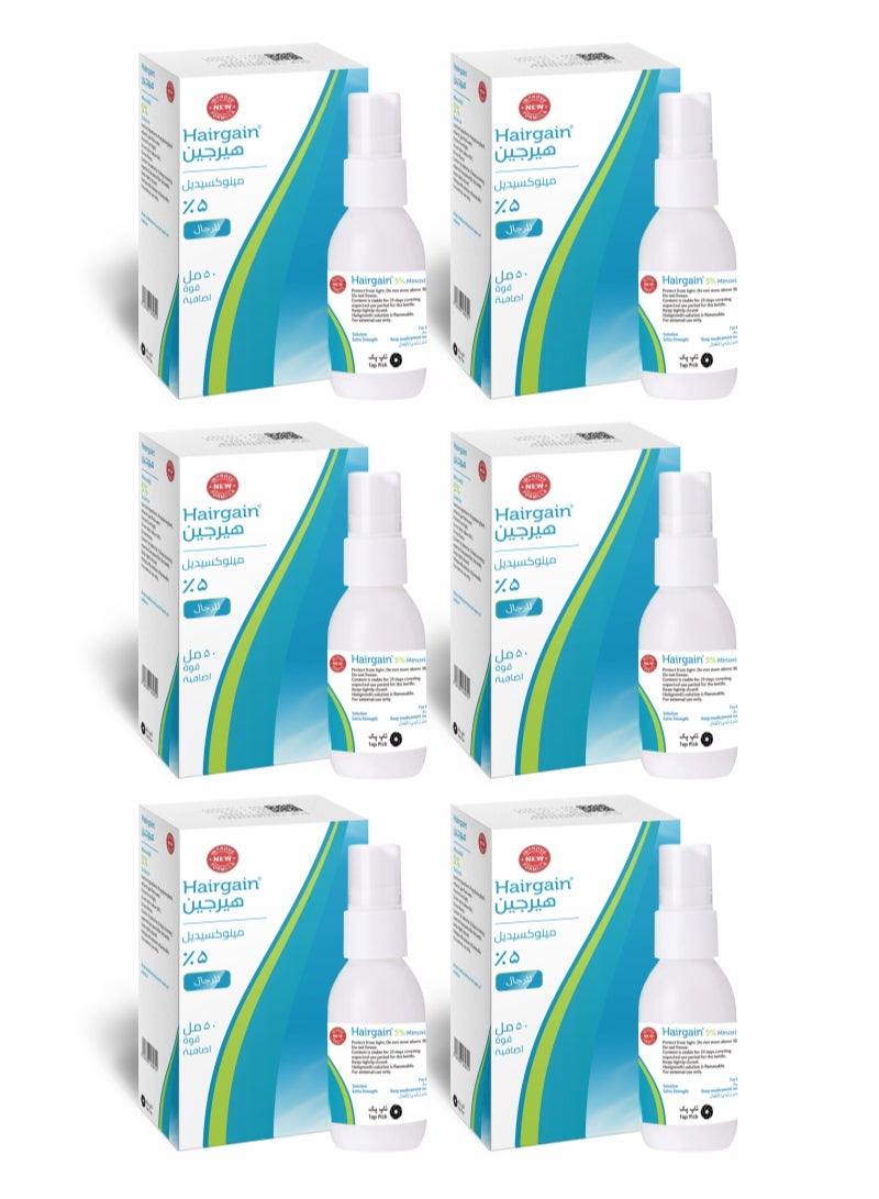 Top Pick Hair Regrowth Therapy by Hairgain – Minoxidil 5% 6 Months Supply (6 Bottles x 50ml)