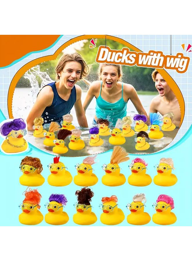 10pcs Hair Duck Costume Wigs with Glasses for Party Brown Blonde Pink Blue Green - Image 2