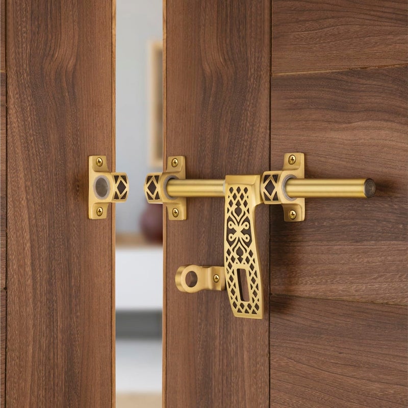 Compass قفل COMPASS سلسلة الماس نحاس ثقيل لباب مفرد لمنزل أو مكتب لون قهوة عتيق 10 بوصة - Image 1