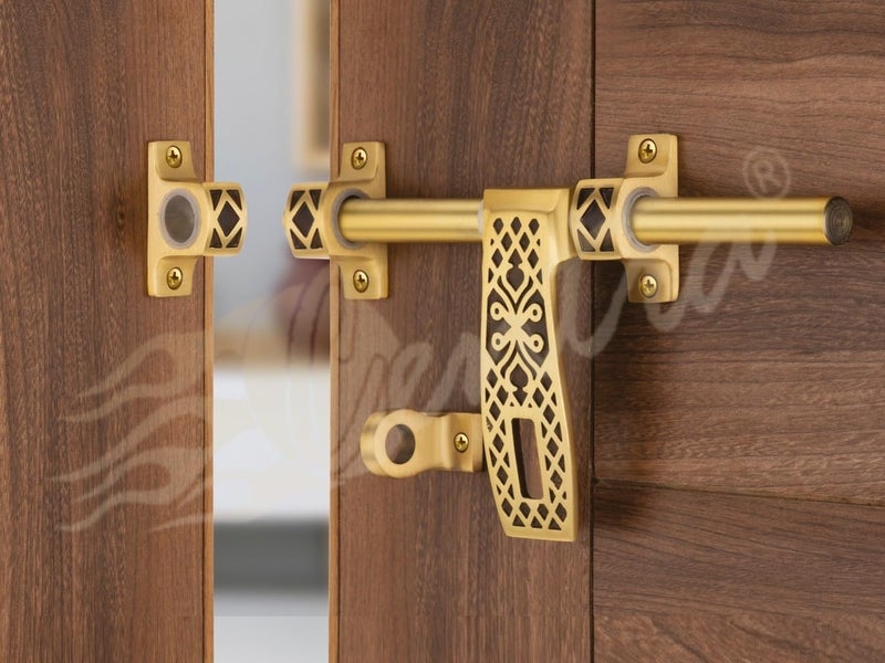 Compass قفل COMPASS سلسلة الماس نحاس ثقيل لباب مفرد لمنزل أو مكتب لون قهوة عتيق 10 بوصة - Image 2