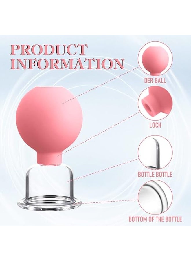 4-Piece Glass Massage Cupping Set with Suction Balls – Fireless Vacuum Cupping Therapy – Strong Suction Power for Tension Relief & Cellulite Reduction – Pink. - Image 4