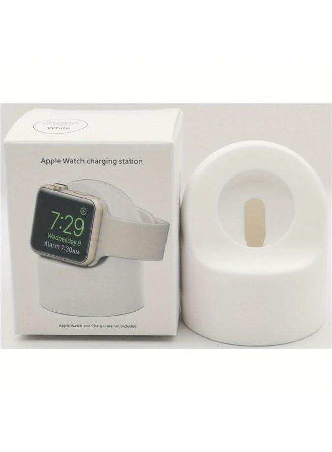 White Silicone Watch Holder Charging Dock For Apple Watch Series SE - Image 1