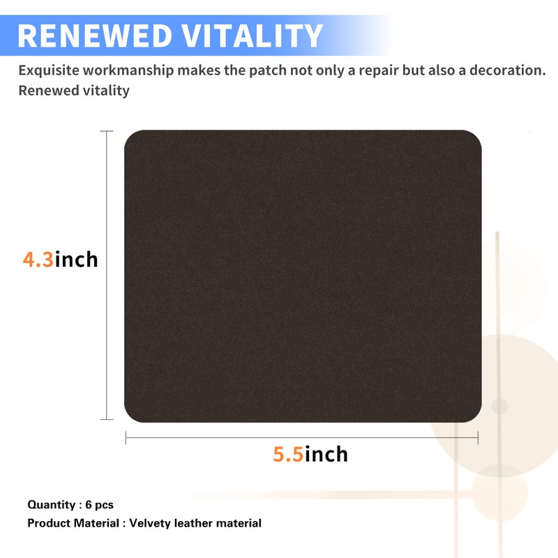 Azobur Sofa Fabric Repair Patch, 6 Piece Microfiber Patches, Self Adhesive Fabric Sofa Patch Repair Fabric, Luxurious Look, Quick Fix Sofa.(Dark Brown) - Image 2