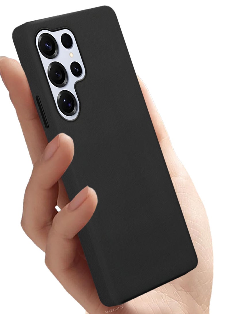 CATANES Leather Slim Fit Phone Case for Samsung Galaxy S25 Ultra – Shock-Absorbent Bumper & Precise Camera Cutout - Black - Image 2