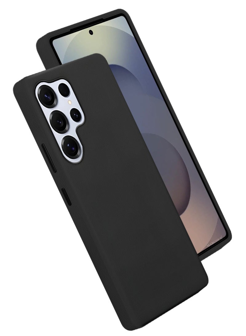 CATANES Leather Slim Fit Phone Case for Samsung Galaxy S25 Ultra – Shock-Absorbent Bumper & Precise Camera Cutout - Black - Image 1