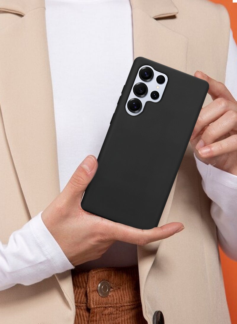 CATANES Leather Slim Fit Phone Case for Samsung Galaxy S25 Ultra – Shock-Absorbent Bumper & Precise Camera Cutout - Black - Image 4