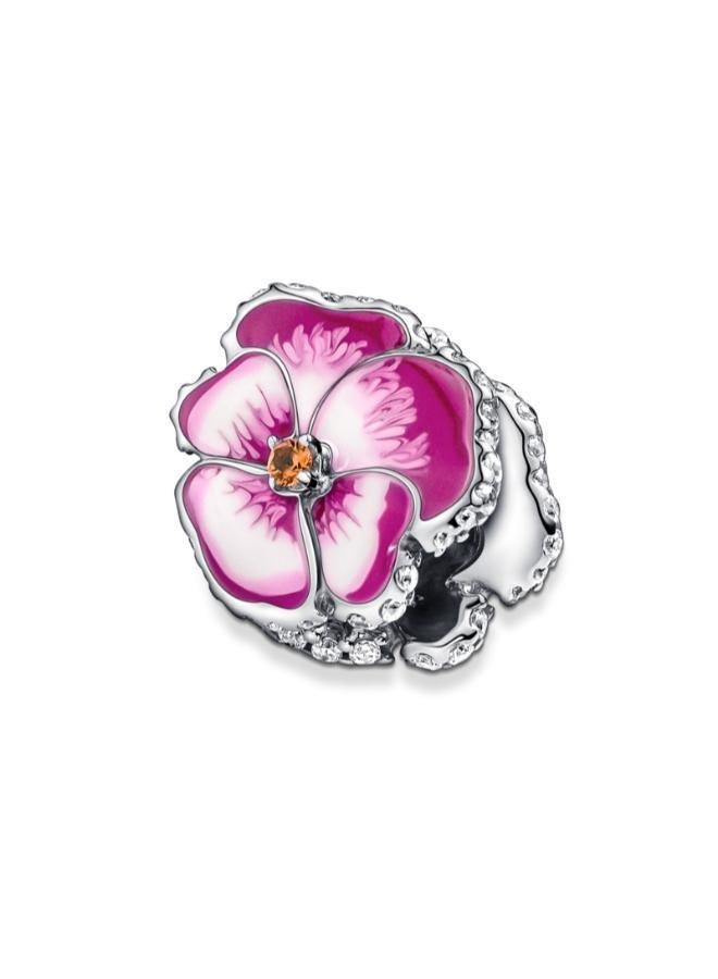PANDORA Pink Pansy Flower Charm - Image 1