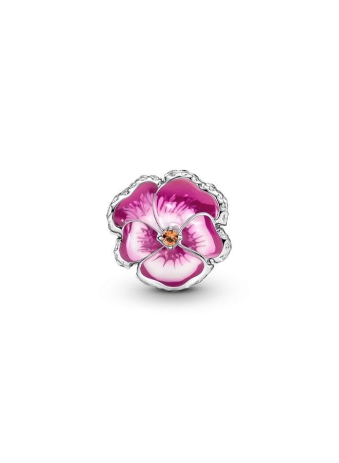 PANDORA Pink Pansy Flower Charm - Image 3
