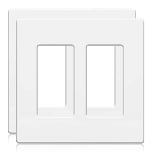 Anteer 2-Gang Screwless Wall Plate Double Decorator Outlet Covers for electrical outlets,light switch,Hidden Screw Face Plates Size 4.72”x4.64” (2-Pack) - Image 1