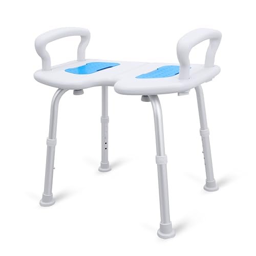 KosmoCare Crest Series Shower Bench with Height Adjustable, Tool-Free Assembly Shower Chair with Anti-Slip Rubber Tips for Safety of Seniors & Elderly - with Armrest - Image 1