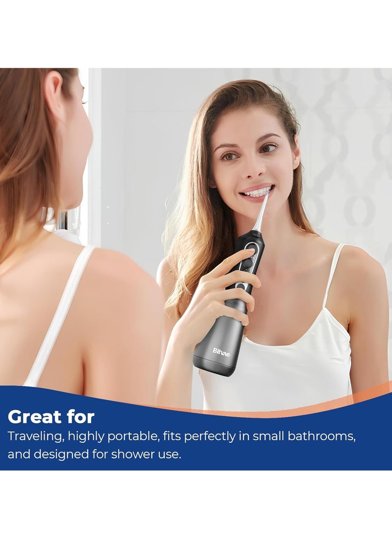 Bitvae - C6 Water Flossers for Teeth - Cordless Water Dental Flosser Teeth Picks for Travel with 6 Jet Tips, 3 Modes 5 intensities, IPX7 Waterproof Portable & Rechargeable Oral Irrigator Cleaner Black Gold - Image 1