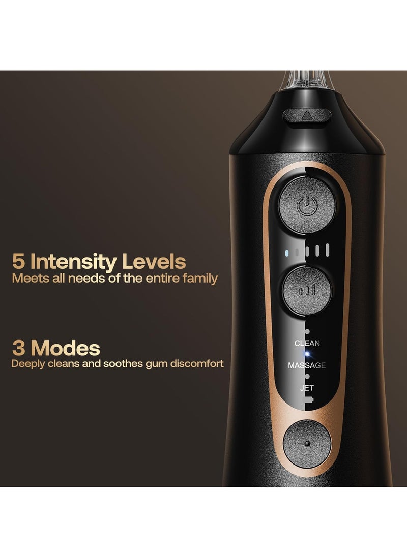 Bitvae - C6 Water Flossers for Teeth - Cordless Water Dental Flosser Teeth Picks for Travel with 6 Jet Tips, 3 Modes 5 intensities, IPX7 Waterproof Portable & Rechargeable Oral Irrigator Cleaner Black Gold - Image 1