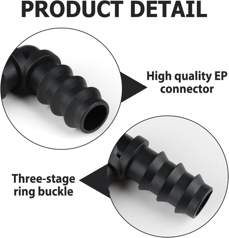 tinshow 8 Pack 13mm (1/2 Inch) Barbed Garden Hose Connectors, Drip Irrigation Fittings Connectors Durable Plastic 90° Elbow Pipe Fittings for Drip Irrigation Systems and Water Pipe Joints, Black - Image 3