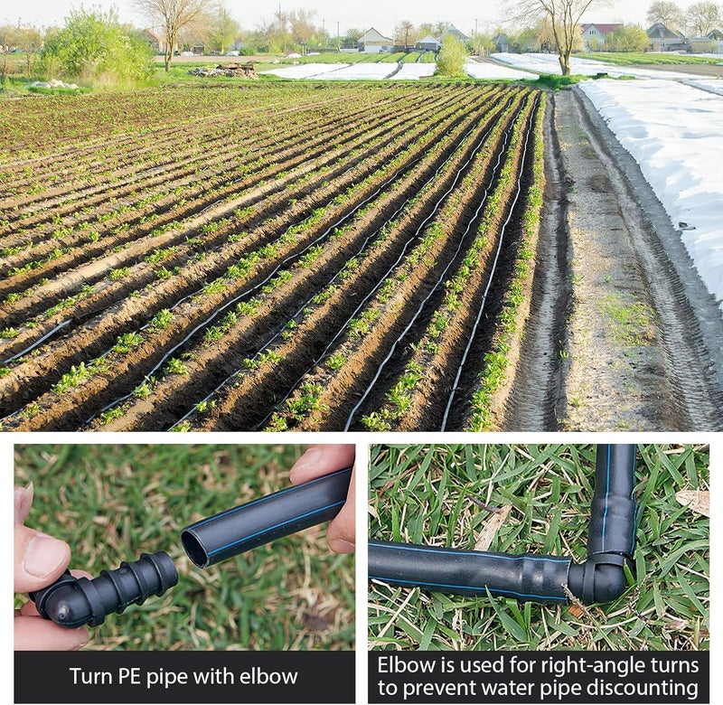 tinshow 8 Pack 13mm (1/2 Inch) Barbed Garden Hose Connectors, Drip Irrigation Fittings Connectors Durable Plastic 90° Elbow Pipe Fittings for Drip Irrigation Systems and Water Pipe Joints, Black - Image 5