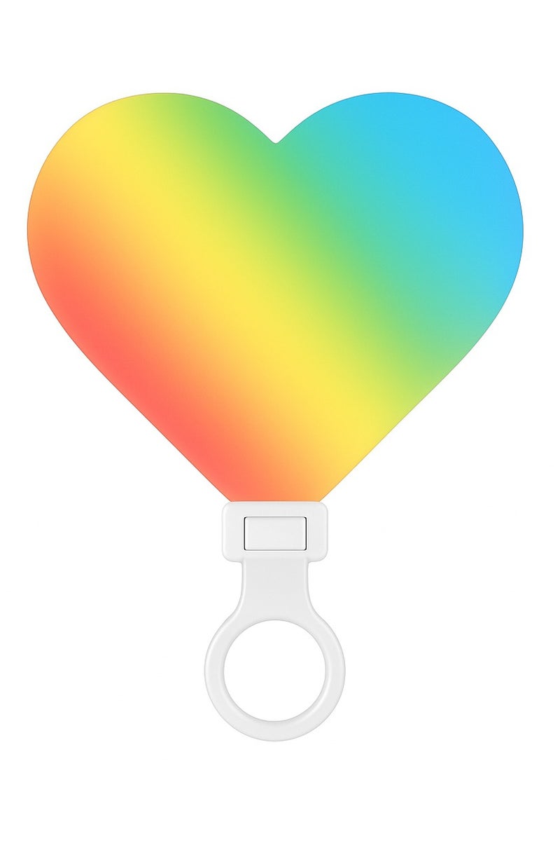 Selfie Light Clip-on Rechargeable LED Fill with 3 Light Modes & Adjustable Brightness, Portable Circle Light for iPhone, Laptop, Makeup, Video Conferencing, TikTok & Live Stream Heart Shaped. - Image 1