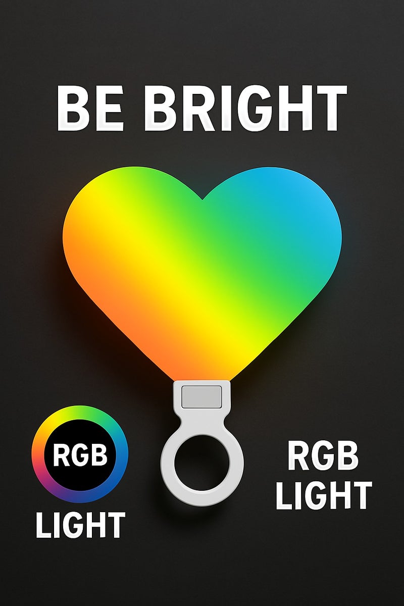 Selfie Light Clip-on Rechargeable LED Fill with 3 Light Modes & Adjustable Brightness, Portable Circle Light for iPhone, Laptop, Makeup, Video Conferencing, TikTok & Live Stream Heart Shaped. - Image 3