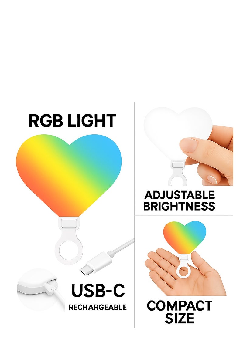 Selfie Light Clip-on Rechargeable LED Fill with 3 Light Modes & Adjustable Brightness, Portable Circle Light for iPhone, Laptop, Makeup, Video Conferencing, TikTok & Live Stream Heart Shaped. - Image 5