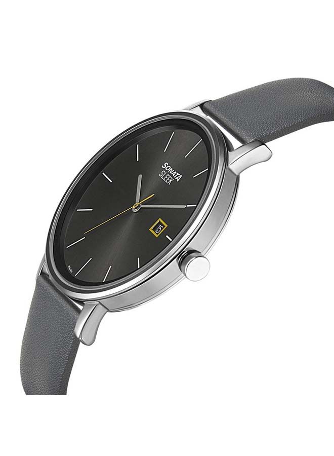 سوناتا ساعة يد جلدية دائرية بعقارب  -  مم - أسود - Image 3