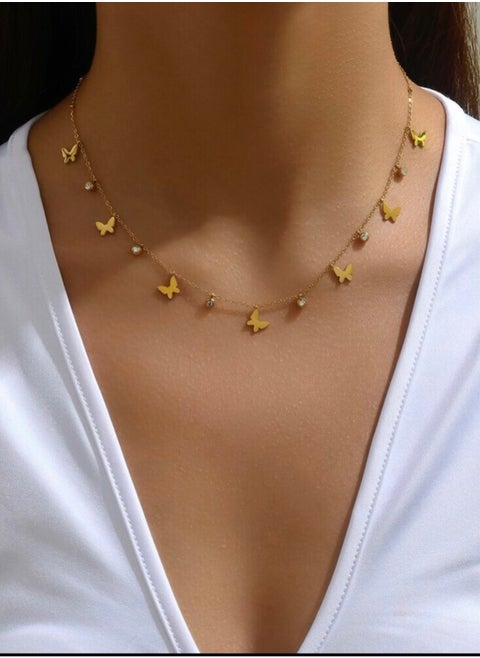 Elegant Stainless Steel Gold Plated Necklace For Women