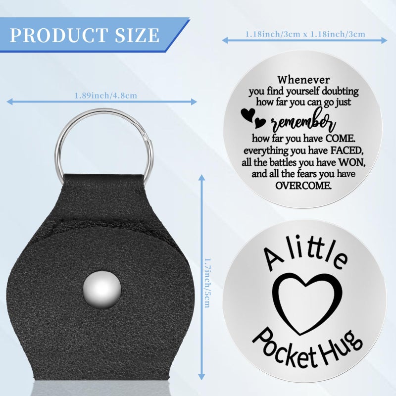 Chambom Pocket Hug Token - Long Distance Relationship Keepsake Stainless Steel Double Sided Inspirational Gifts Graduation Gifts Father's Day Mothers Day Friends Christmas Gift for Mom with Keychain - Image 2