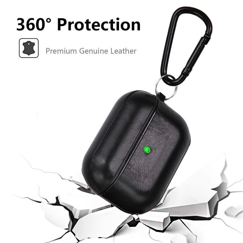 V-MORO Airpods Pro Case,V-MORO Premium Leather Airpod Pro Case for Airpods Pro [Front LED Visible] Protective Airpod Pro Case Cover Black - Image 4