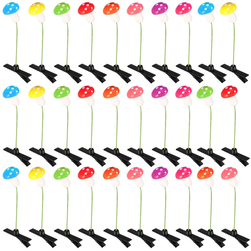 Luinabio 30 Pcs Bean Sprout Hair Clips Rave Mixed Style Plant Hairpins Hair Accessories for Party IrishMushroom