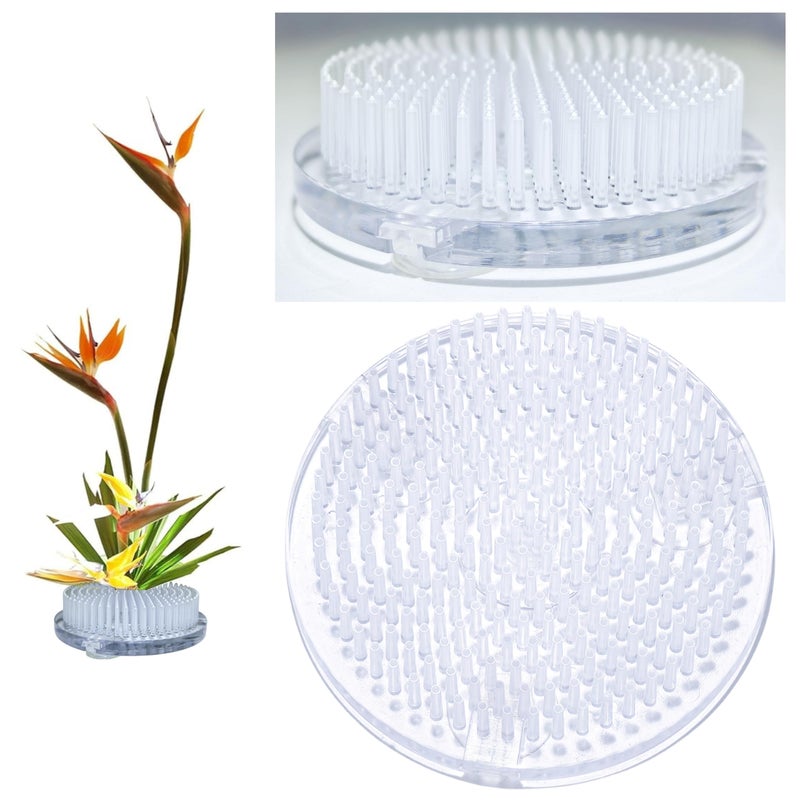 2Pcs Clear Japanese Floral Frogs 70mm276 Plastic Ikebana Cut Flower Kenzan Flower Arrangement Pin Frog Holder with 3 Suction Cups on Bottom