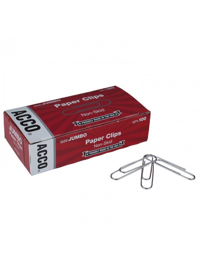 ACCO Non-Skid Paper Clips, No.4 Jumbo Size, Silver, Box of 100 Clips, 1 Box (72585) - Image 5