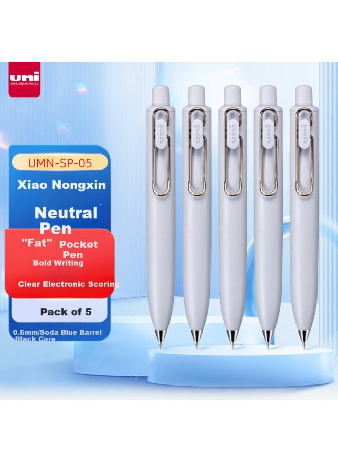 Uni Ball One Series, Medium Core Third Generation Fat Series Gel Pen 0.5Mm, Soda Water, Umn-Sp 5 Pieces - Image 1