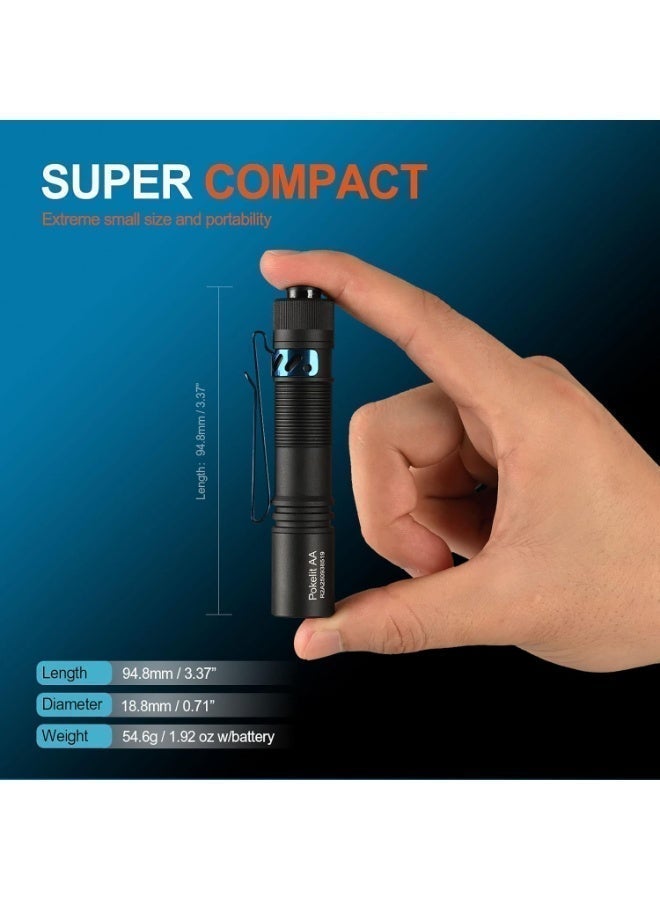 Acebeam Pokelit AA Rechargeable EDC Flashlight, 3 Brightness Levels, IP68 Waterproof Precision Optics (Everyday Carry, Camping, Outdoor Utility) - Image 3