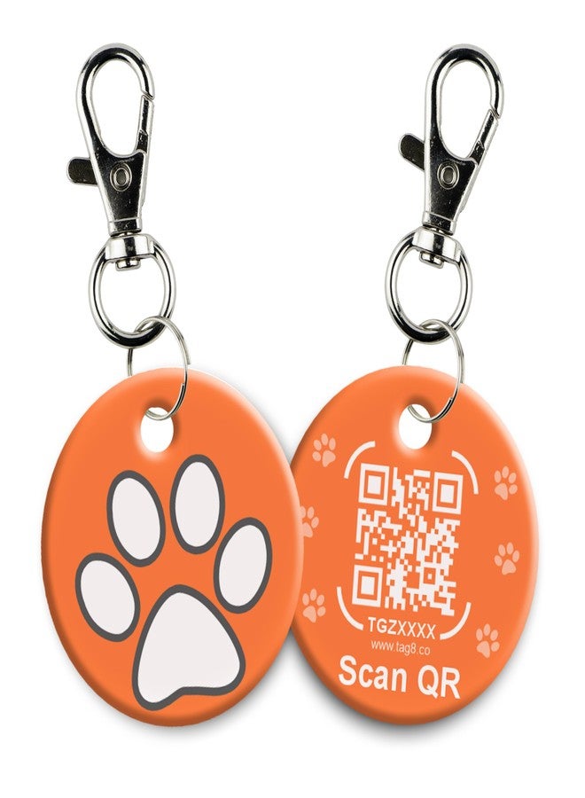 tag8 QR Code ID Tag for Dogs & Cats, Real-Time Scan Alerts, Online Pet Info Access, No Subscription or Fees, Durable Pet Tag for Collars - Orange - Image 1