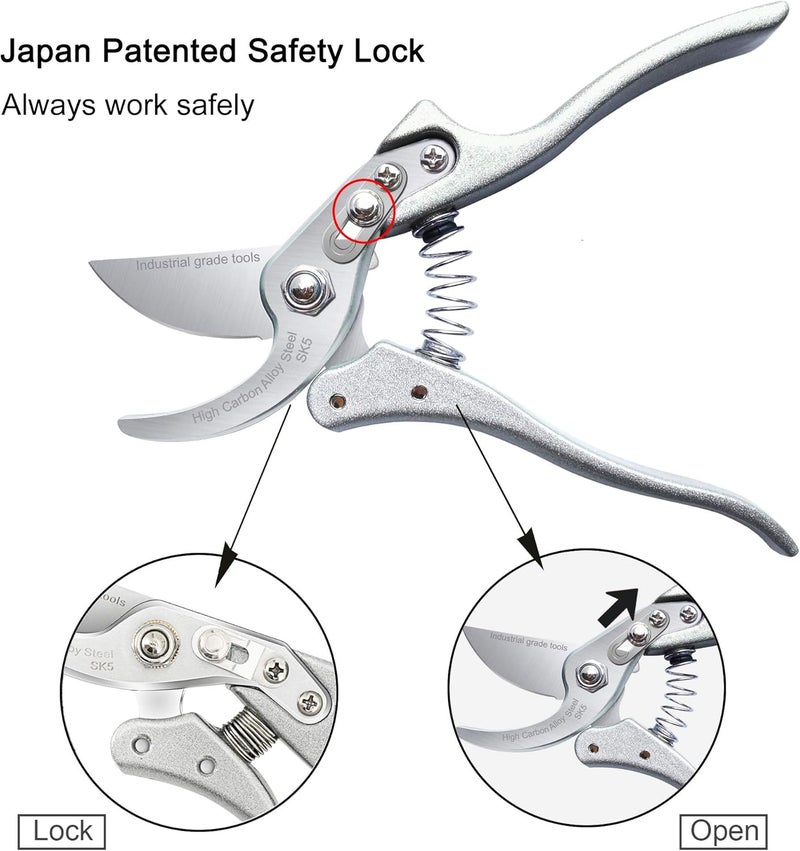 TONMA JP TONMA Pruning Shears for Gardening [Made in Japan] 8 Inch Bypass Garden Scissors Secateurs, Premium Japanese Gardening Tools Hand Pruner Clippers with Ergonomic Handle - Image 5