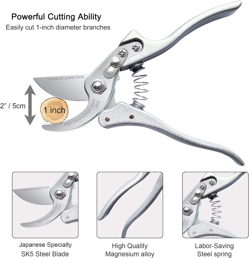 TONMA JP TONMA Pruning Shears for Gardening [Made in Japan] 8 Inch Bypass Garden Scissors Secateurs, Premium Japanese Gardening Tools Hand Pruner Clippers with Ergonomic Handle - Image 3