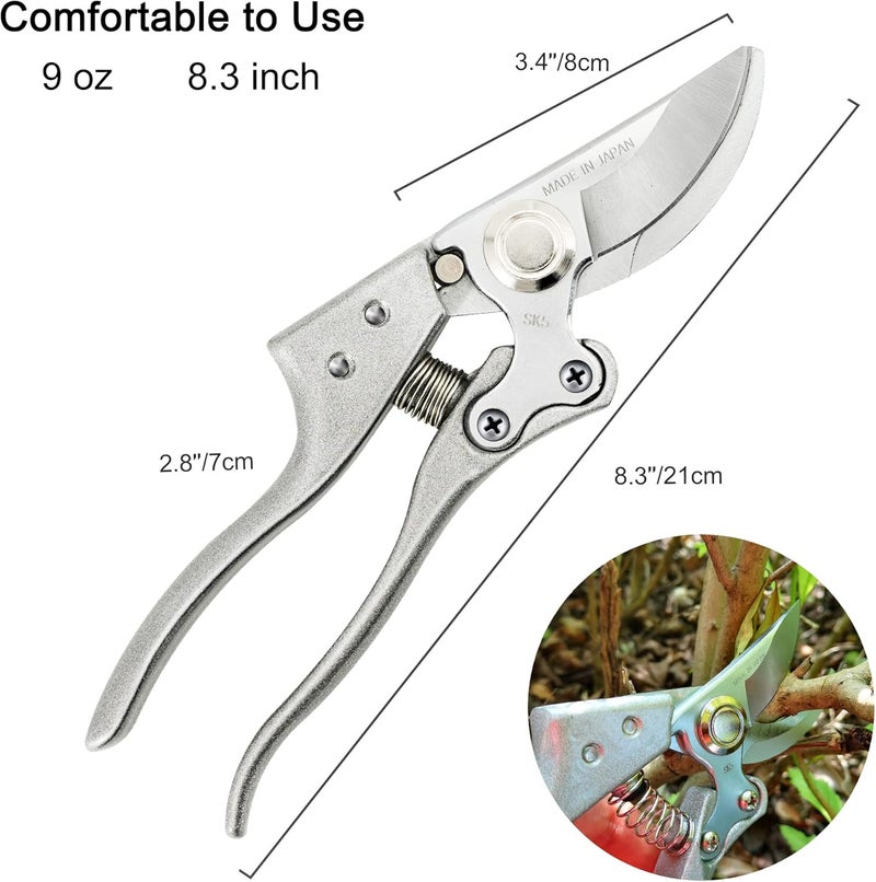 TONMA JP TONMA Pruning Shears for Gardening [Made in Japan] 8 Inch Bypass Garden Scissors Secateurs, Premium Japanese Gardening Tools Hand Pruner Clippers with Ergonomic Handle - Image 4