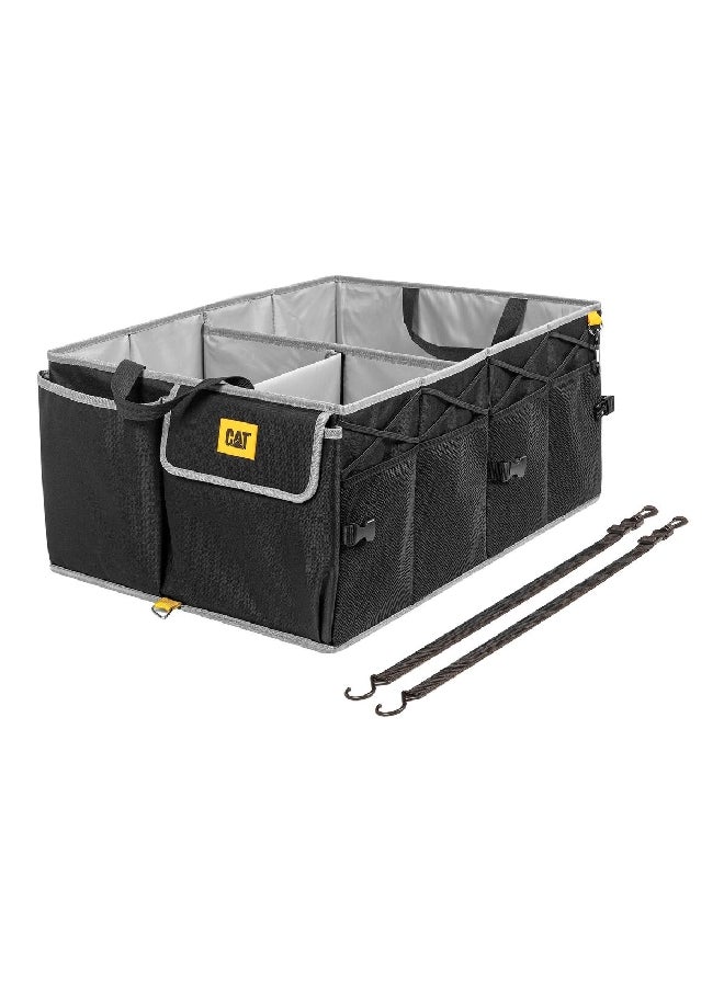 CAT - Large Compartments Zipper Closure Foldable Car Trunk Organizer with Carrying Handle Black 31.87 x 15.24 x 40.64 cm CATO-301 - Image 1