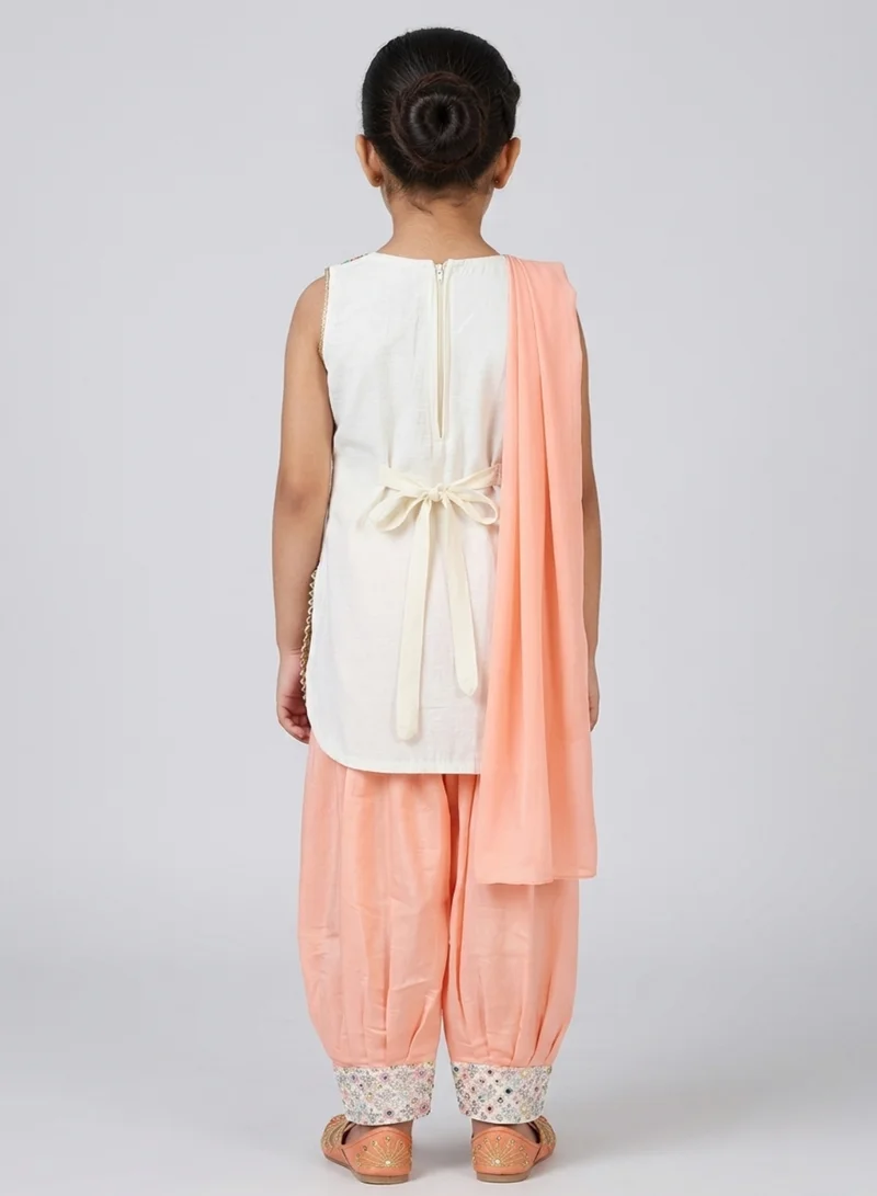 babyqlo Girls Peach Sleeveless Ethnic Set