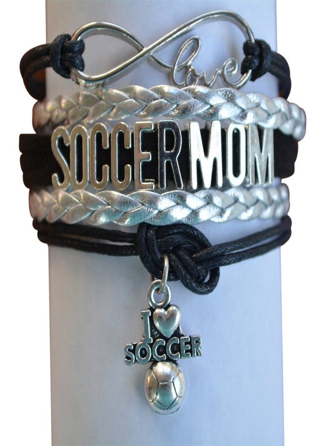 Infinity Collection Soccer Mom Bracelet - Black and Silver Adjustable Infinity Love Charm Wrap with I Love Soccer Pendant - Gift for Proud Soccer Moms - Image 2