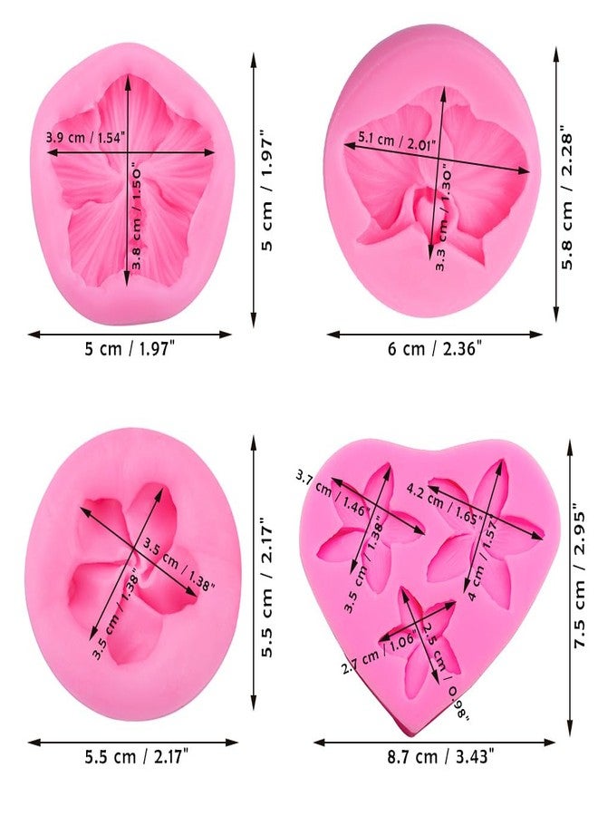 metulip 4Pcs Hibiscus Flower Fondant Molds Plumeria Mould Orchid Silicone Molds for Cake Decorating Chocolate Cupcake Topper Candy Polymer Clay Gum Paste - Image 4