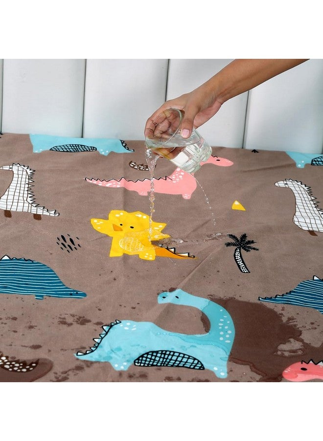 RD TREND ملاءة سرير مطاطية مقاومة للماء، حجم كوين 78x60x8 بوصة، مع 2 غطاء وسادة مقاوم للماء 18x28 بوصة، قابلة للغسل، مقاومة للتجاعيد متعددة الديناصورات - Image 3