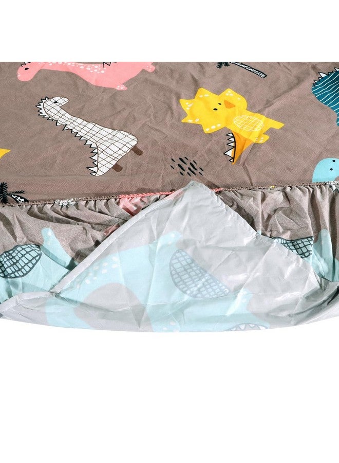 RD TREND ملاءة سرير مطاطية مقاومة للماء، حجم كوين 78x60x8 بوصة، مع 2 غطاء وسادة مقاوم للماء 18x28 بوصة، قابلة للغسل، مقاومة للتجاعيد متعددة الديناصورات - Image 2