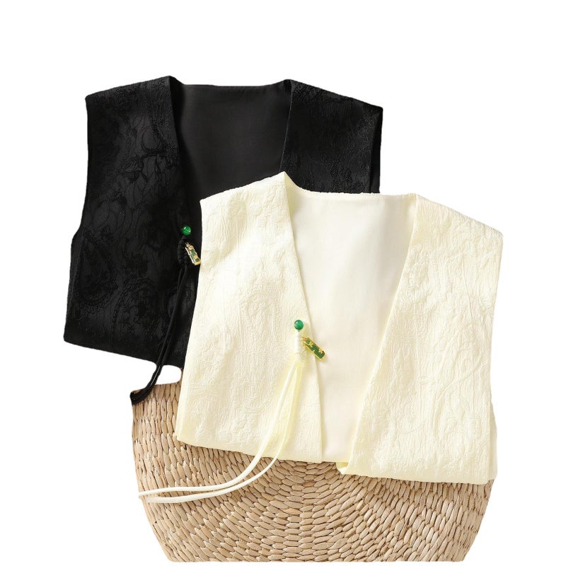 Chinoiserie Women'S Chinoiserie Vest With Buckle Vest 2024 Spring New Versatile Shawl With Vest - Image 5