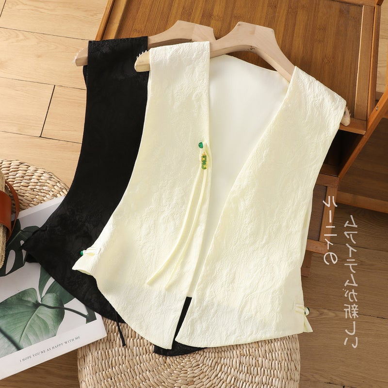 Chinoiserie Women'S Chinoiserie Vest With Buckle Vest 2024 Spring New Versatile Shawl With Vest - Image 1