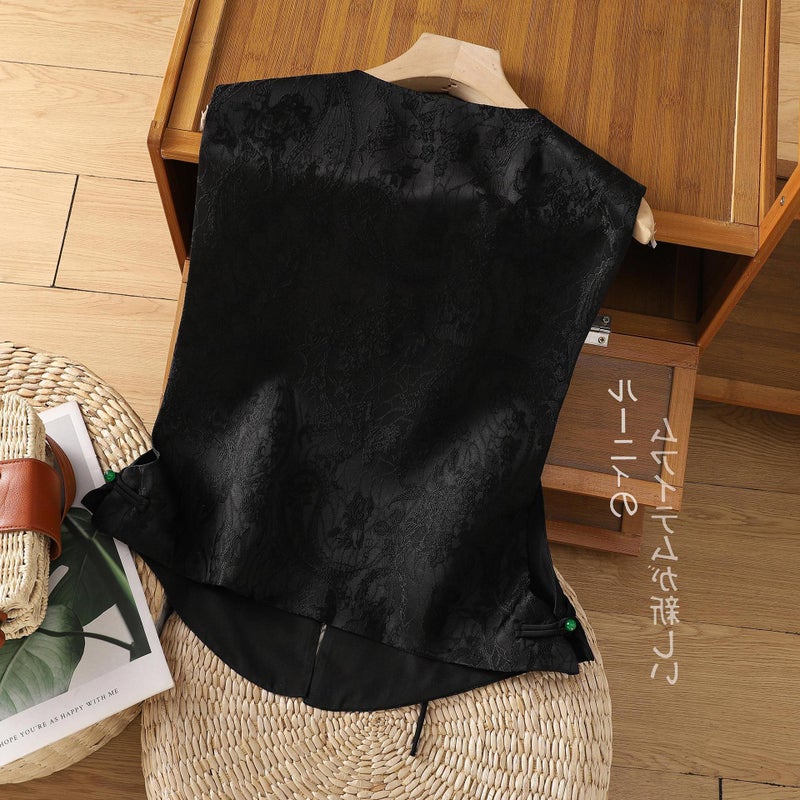 Chinoiserie Women'S Chinoiserie Vest With Buckle Vest 2024 Spring New Versatile Shawl With Vest - Image 4