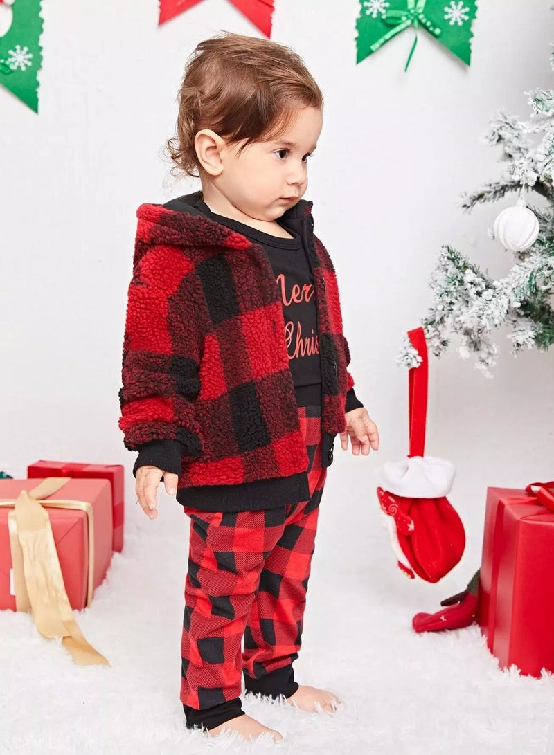 Baby Gingham Print Teddy Jacket  - Image 1