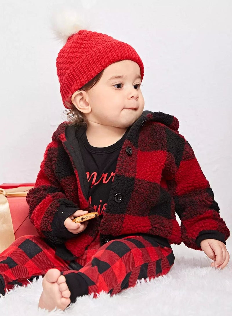 Baby Gingham Print Teddy Jacket  - Image 5