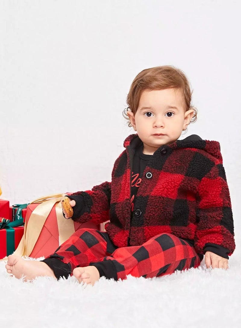 Baby Gingham Print Teddy Jacket  - Image 4