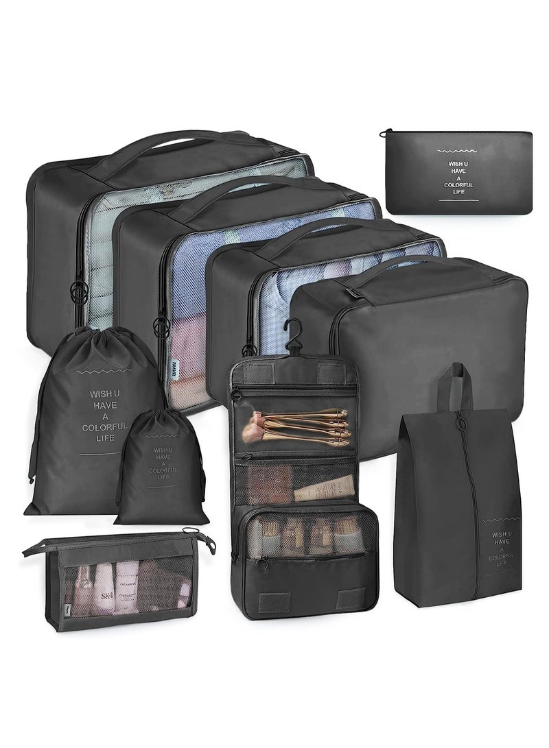 MIXDE 10Pcs Packing Cubes Luggage Packing Organizers for Travel Accessories, Travel Bags Organizer for Luggage, Suitcase Organizer Bags Set, Travel Essentials Luggage Organizer Bags  - Image 1