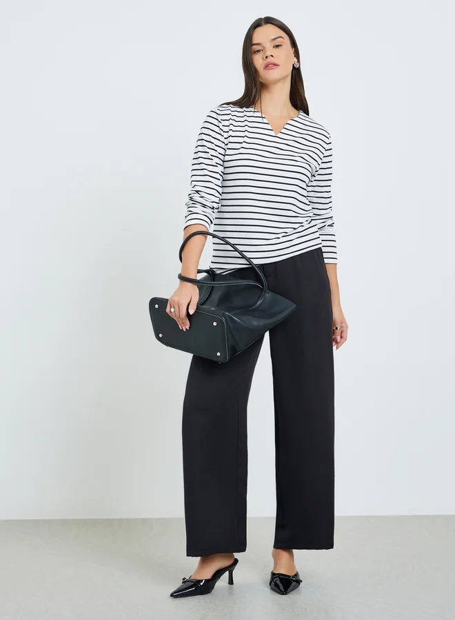 Take Two Striped V-Neck Long Sleeve Top